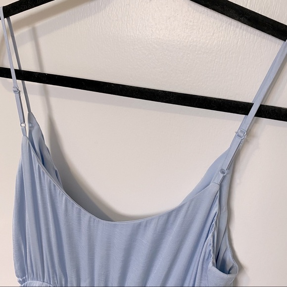 Bardot Satin Ruffle Midi Dress Blue Medium - Picture 8 of 14